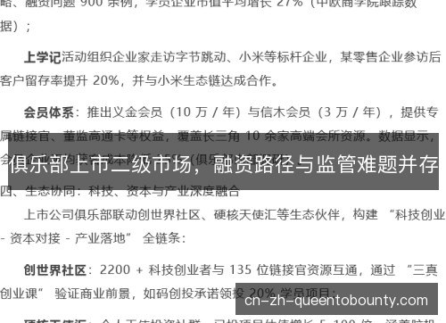 俱乐部上市二级市场，融资路径与监管难题并存